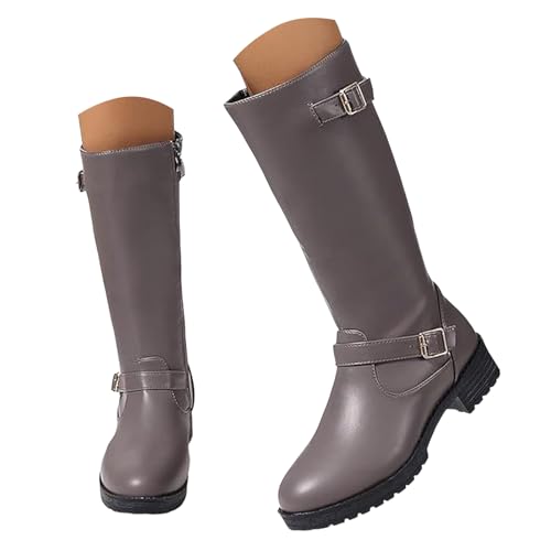 Generisch Retro Wildleder Stiefeletten Damen Elegant Wildleder Halbstiefel Spitz Schlupfschuhe Mittelalter Stiefel Mit Schnalle Absatz Ankle Boots Halbhoch Westernstiefel Damenstiefel von Generisch