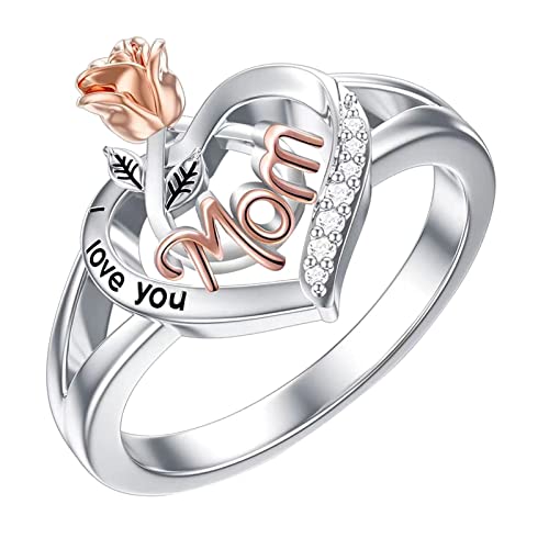 Generisch Ring Ehering Promise Tochter Liebe Strass Ring Mutter Tochter Strass Rose Liebe Mens Fashion Rings (Black, 7) von Generisch