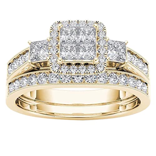 Generisch Ring Eheringe Verlobungsring vergoldeter Ring eingelegte Zirkon-Schmuck-Ringe Der Ringe Tabletop Profilwerte (Gold, 7) von Generisch