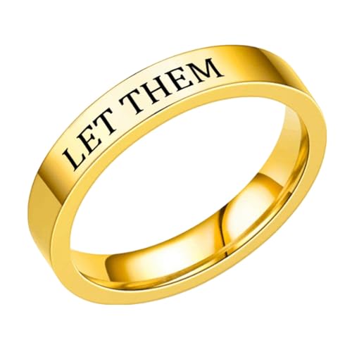 Generisch Ringe Statement Let Them Ring – Let Them – Edelstahlring mit Gravur für beste Freundinnen der Sorority – inspirierender Freundschaftsring – motivierender Freundschaftsschmuck – (Gold, 7) von Generisch
