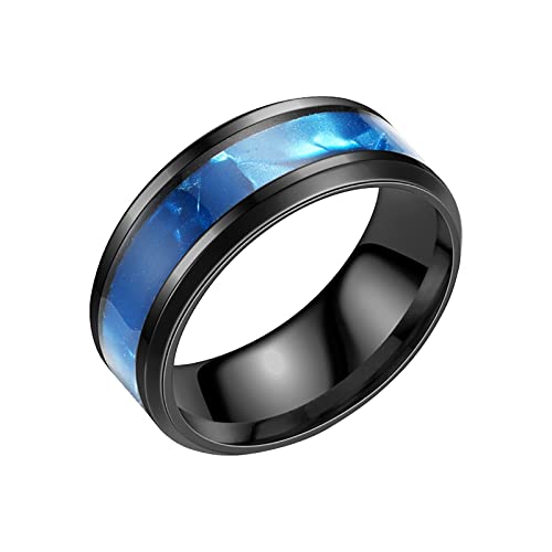 Generisch Ringe Teenager Jungs Bunte -Stahl-Ring für Modeverlobungen Paar Schwarze Ringe Herren (Blue #1, 12) von Generisch