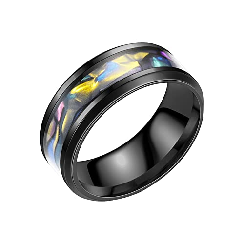 Generisch Ringe Teenager Jungs Bunte -Stahl-Ring für Modeverlobungen Paar Schwarze Ringe Herren (Multicolor #1, 10) von Generisch