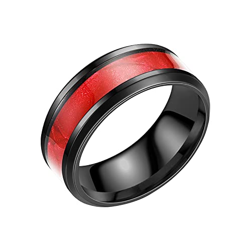 Generisch Ringe Teenager Jungs Bunte -Stahl-Ring für Modeverlobungen Paar Schwarze Ringe Herren (Red #1, 9) von Generisch