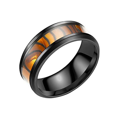 Generisch Ringe Teenager Jungs Bunte -Stahl-Ring für Modeverlobungen Paar Schwarze Ringe Herren (Yellow #1, 10) von Generisch