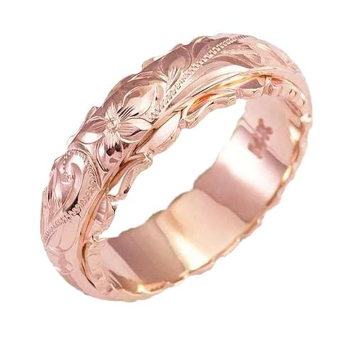 Generisch Ringelhemd Roségold-Ring, eleganter Ehering aus Gold und gravierter Müsli Bunte Ringe (Rose Gold, 8) von Generisch