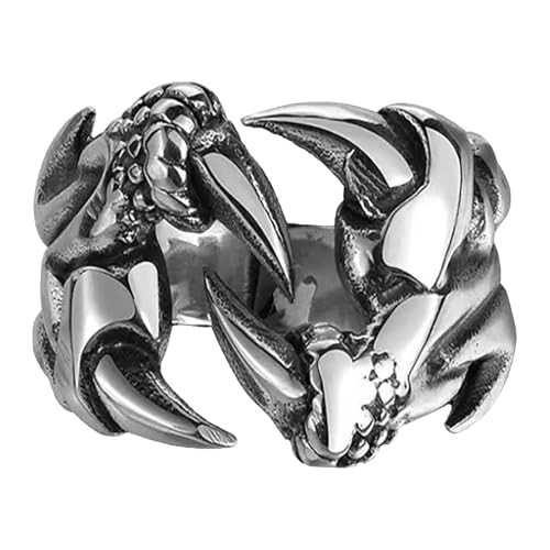 Generisch Ringelsocken Kniestrümpfe Adjustable Punk Style Ring Rock Dragon Rings Unisex Punk Halloween Dark Wind Ring For Women Men Ringe Schwarz Rot, Einheitsgröße, Metall, Kein Edelstein von Generisch