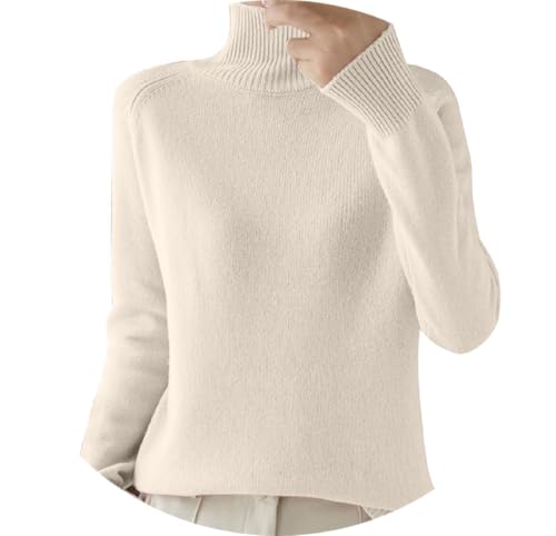 Generisch Rollkragenpullover Damen, Pullover Damen Langarm Rollkragenshirt Basic Winterpullover Winter Einfarbig Pulli Warm Causal Strickpullover Elegant Tops Strickpulli Weich Jumper Sweater von Generisch