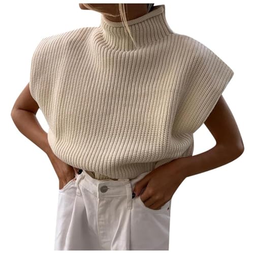 Generisch Rollkragenpullover Damen Rollkragen Langarm Winter Rollkragenpullover Pullover Lose Warm Leichter Pullunder Sweater Elegant Basic Casual Pulli Strickpullover Turtleneck von Generisch