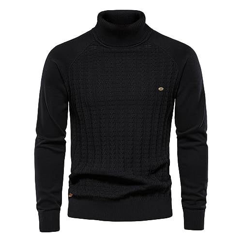 Generisch Rollkragenpullover Herren Rollkragenpulli Winter Langarm Herrenpullover Sweater Strickpullover Pulli Pullover Freizeit Einfarbig Casual Bequem Basic Slim Fit von Generisch