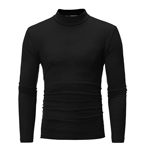 Generisch Rollkragenshirt Herren Baumwolle Winter Slim Fit Rollkragenpullover Rollkragen Schwarz Thermo Rolli Turtleneck Weiß Dünn Langarmshirt Sweatshirt von Generisch