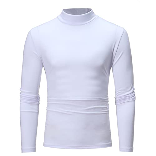 Generisch Rollkragenshirt Herren Baumwolle Winter Slim Fit Rollkragenpullover Rollkragen Schwarz Thermo Rolli Turtleneck Weiß Dünn Langarmshirt Sweatshirt von Generisch