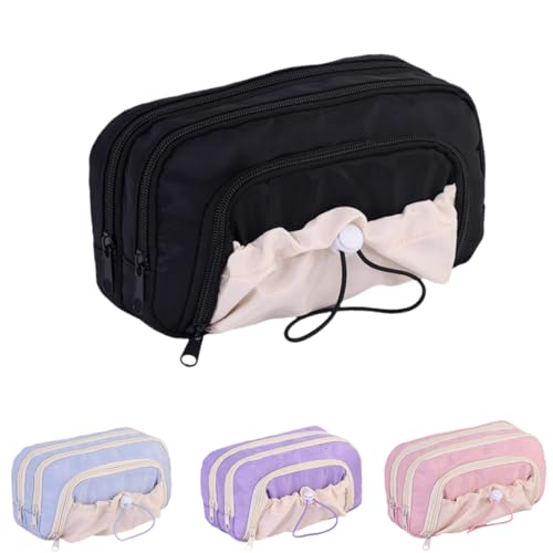 Generisch Rosy Posy Pencil Case,Kawaii Pencil Case with Rosy Posy Pens,Large Capacity Drawstring Multi-Pocket Design (Black) von Generisch