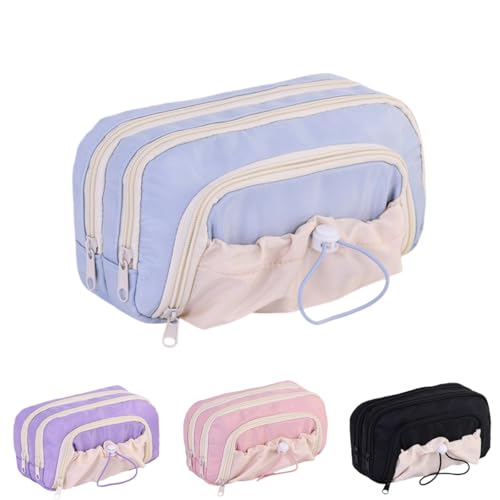 Generisch Rosy Posy Pencil Case,Kawaii Pencil Case with Rosy Posy Pens,Large Capacity Drawstring Multi-Pocket Design (Blue) von Generisch
