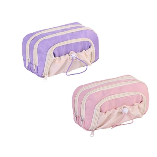Generisch Rosy Posy Pencil Case,Kawaii Pencil Case with Rosy Posy Pens,Large Capacity Drawstring Multi-Pocket Design (Purple+pink) von Generisch