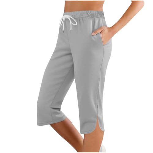 Generisch Rot Damen Caprihose Weites Bein Wanderhose Laufhose Sporthose Schnell Trocknend Capri Jogginghose Trekkinghose Leichte mit Taschen XXL 2XL 3XL von Generisch