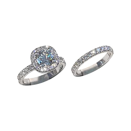 Generisch Rotating Ring Stacking runder Ehering -Ring-Paar-Set Ringe Damen Silber Mit Steinen (A, A) von Generisch
