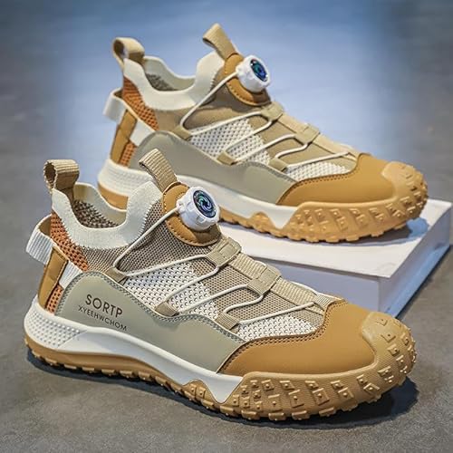 Generisch Rotationsschlüssel atmungsaktive Herren Sportschuhe Fliegenwebe Freizeitschuhe (41,Kachi) von Generisch