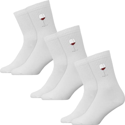 Generisch Rotweinflasche - Atmungsaktive Sportsocken Tennissocken Crew Socks Baumwolle Socken von Generisch