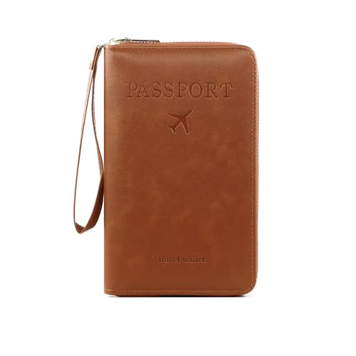 Generisch Rowgins Multi-Functional RFID Passport Wallet, New Multi-Functional Travel Passport Holder, for Men and Women (Brown) von Generisch