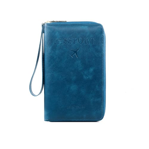 Generisch Rowgins Multi-Functional RFID Passport Wallet, New Multi-Functional Travel Passport Holder, for Men and Women (Dark Blue) von Generisch