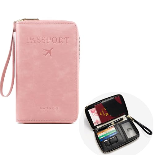 Generisch Rowgins Multi-Functional RFID Passport Wallet, New Multi-Functional Travel Passport Holder, for Men and Women (Pink) von Generisch