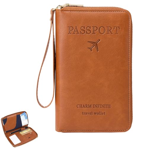 Generisch Rowgins Multi-Functional RFID Passport Wallet, Passport Holder for Travel Essentials, Travel Passport Holder for Men & Women, Secure ID Card Organizer with Anti-Theft Protection (Brown) von Generisch