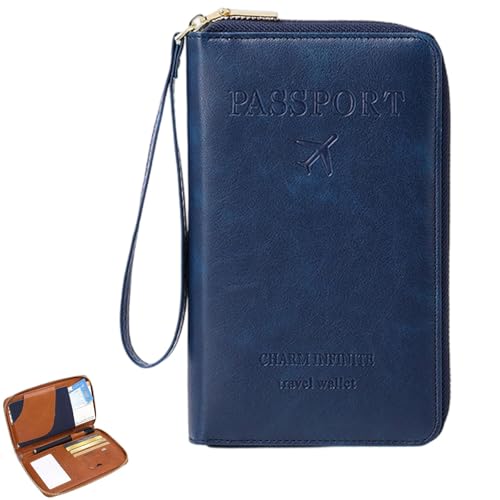 Generisch Rowgins Multi-Functional RFID Passport Wallet, Passport Holder for Travel Essentials, Travel Passport Holder for Men & Women, Secure ID Card Organizer with Anti-Theft Protection (Dark Blue) von Generisch