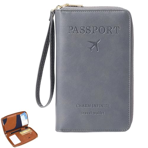 Generisch Rowgins Multi-Functional RFID Passport Wallet, Passport Holder for Travel Essentials, Travel Passport Holder for Men & Women, Secure ID Card Organizer with Anti-Theft Protection (Gray) von Generisch