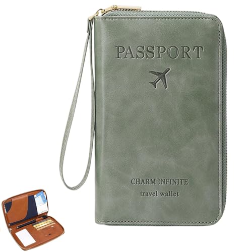 Generisch Rowgins Multi-Functional RFID Passport Wallet, Passport Holder for Travel Essentials, Travel Passport Holder for Men & Women, Secure ID Card Organizer with Anti-Theft Protection (Green) von Generisch