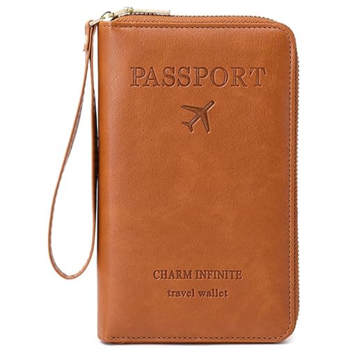 Generisch Rowgins Multi-Functional RFID Passport Wallet, Travel Passport Holder for Men & Women, Secure Id Card Organizer with Anti-Theft Protection for Credit Cards, Tickets, and Cash (Brown) von Generisch