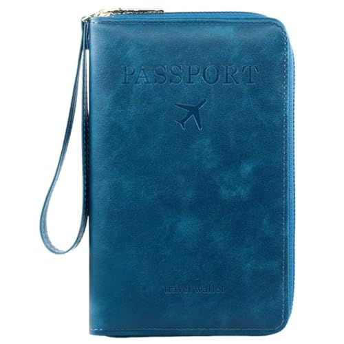 Generisch Rowgins Multi-Functional RFID Passport Wallet, Travel Passport Holder for Men & Women, Secure Id Card Organizer with Anti-Theft Protection for Credit Cards, Tickets, and Cash (Peacock Blue) von Generisch