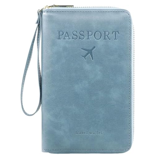Generisch Rowgins Multi-Functional RFID Passport Wallet, Travel Passport Holder for Men & Women, Secure Id Card Organizer with Anti-Theft Protection for Credit Cards, Tickets, and Cash (Sky Blue) von Generisch
