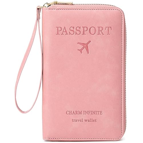 Generisch Rowgins Multi-Functional RFID Passport Wallet, Travel Passport Holder for Men & Women, Secure Id Card Organizer with Anti-Theft Protection for Credit Cards, Tickets, and Cash (pink) von Generisch