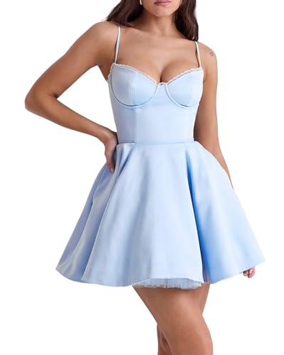 Generisch Rückenfreies Mini Tutu Kleid mit Trägerkleid für Damen Vintage Cocktailkleid im Fit & Flare Stil von Generisch