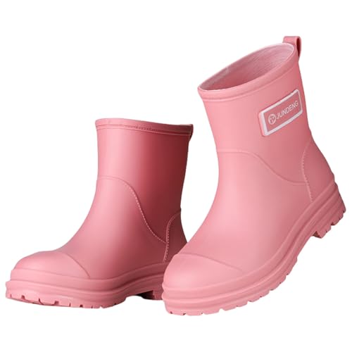 Generisch Rutschfester Sohle Gummistiefel，Leicht Bequem Schlupfstiefel Damen，Winddicht Abriebfest Arbeitsschuhe，Outdoor Wasserdicht Regenstiefel，Aquaschuhe，Gartenstiefel，Angelstiefel von Generisch