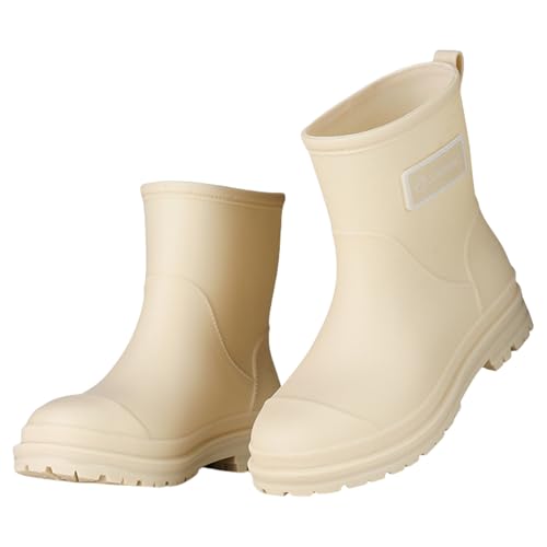 Generisch Rutschfester Sohle Gummistiefel，Leicht Bequem Schlupfstiefel Damen，Winddicht Abriebfest Arbeitsschuhe，Outdoor Wasserdicht Regenstiefel，Aquaschuhe，Gartenstiefel，Angelstiefel von Generisch
