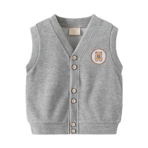 Generisch Säugling Kleinkind Kind Baby Jungen ärmellose Patchwork Cartoon Mode Weste Jacke äußere Outwear Kleidung Bücher (Grey, 1-2 Years) von Generisch
