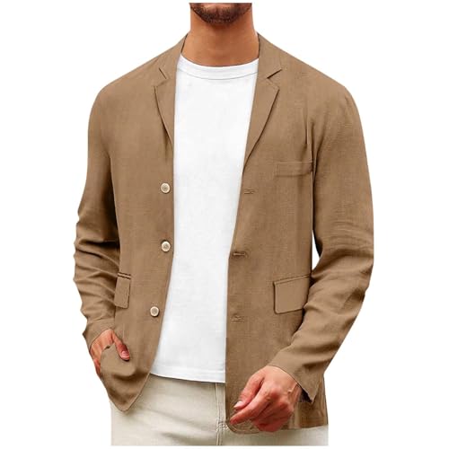 Generisch Sakko Herren Anzugjacke Herbst Winter Herrensakko Einfarbige Freizeit Blazer Business Elegant Anzugmantel Anzug Modern Jacket mit Tasche Herrenjacke Büro Arbeit Braun 3XL von Generisch
