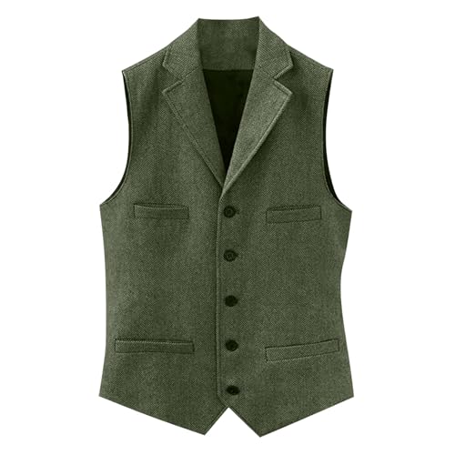 Generisch Sakko Weste Herren, Für Formelle Einfarbige Hochzeit Elegant Anzugwesten Business Männer Mit Taschen Outfit (XXL, Dark Green) von Generisch