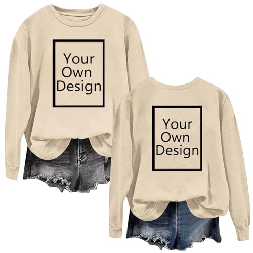 Generisch Sale Angebote Personalisierte Sweatshirt Damen Pullover Langarm Shirt Bedrucken Lassen Oberteile mit Foto Tshirt Baumwolle Langarmshirt ohne Kapuze Frauen Geschenke Winter Kleidung Beige XXL Generisch Sale Angebote Personalisierte Sweatshirt Damen Pullover Langarm Shirt Bedrucken Lassen Oberteile mit Foto Tshirt Baumwolle Langarmshirt ohne Kapuze Frauen Geschenke Winter Kleidung Beige XXL von Generisch