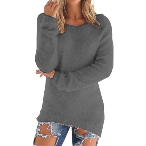 Generisch Sale Angebote Pullover Damen Winter Fleece Flauschig Pulli Fleecepullover Lang Weich Langarmshirt Warm Sweatshirt Fleecepulli Plüsch Tops Oberteile Black Friday Angebote von Generisch