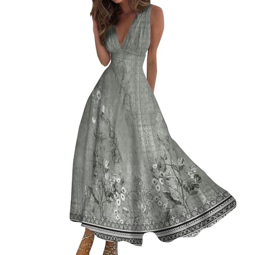 Generisch Sale Angebote Sale Sommerkleid Damen Lang Boho Kleid Strandkleid V-Ausschnitt Abendkleider Elegant Für Hochzeit Sommerkleider Leicht Und Luftig Maxikleider Labor Day Deals von Generisch