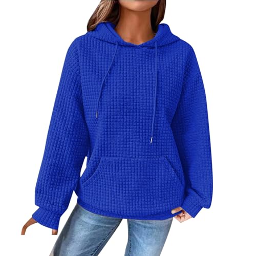 Generisch Sale Angebote Unter 10 Euro Hoodie Damen Kapuzenpullover Waffel Pullover Mit Taschen Kordelzug Sweatshirt Einfarbig Langarmshirt Lässig Oberteile Kapuze Pulli Winter Alle Angebote von Generisch