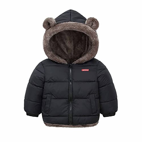 Generisch Winterjacke Mädchen Daunenjacken Kinder Mantel Fleecejacke Wintermantel Jacken Steppjacke Kapuzenjacke Thermo Daunenmantel Jungen Outdoorjacke Einfarbig Sweatjacke Schwarz, 3-4 Jahre von Generisch