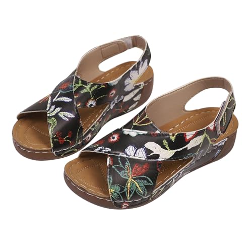 Generisch Sandalen Damen Elegant Orthopädische Slide Bequeme Breite Füße Plateau Damensandalen Ultra-bequeme Slingback Weichen Sohlen Sandaletten Hallux Valgus Strandsandalen von Generisch