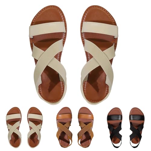 Generisch Sandalen Damen Elegant Orthopädische Slide Bequeme Breite Füße Plateau Damensandalen Ultra-bequeme Slingback Weichen Sohlen Sandaletten Hallux Valgus Strandsandalen von Generisch