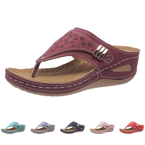 Generisch Sandalen Damen Keilabsatz Plateau Zehentrenner Hausschuhe - LäSsige Bequem Flip Flops Keilsandalen Zehensandalen - Rutschfest Damensandalen Freizeitschuhe Strandschuhe FüR Frauen von Generisch