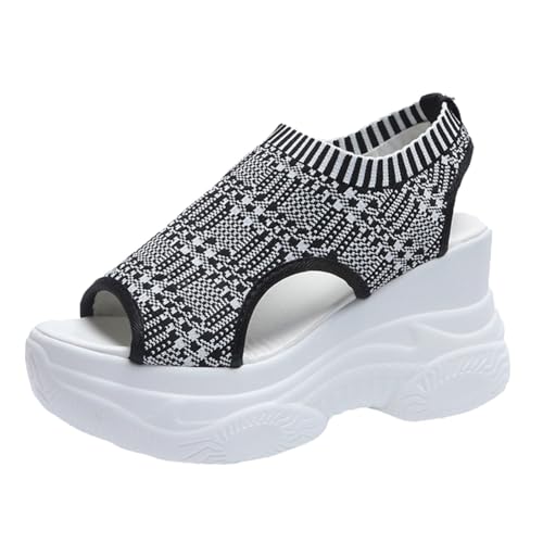 Generisch Sandalen Damen Sommer, Leichte Sommerschuhe Damen Breit Barfuß Sandalen Slingback Mesh Sandalens Ortopädicheschuhe Mit Fussbett Muffin-Sandaletten Sommerschuhe Plateau Sandalens Frauen von Generisch