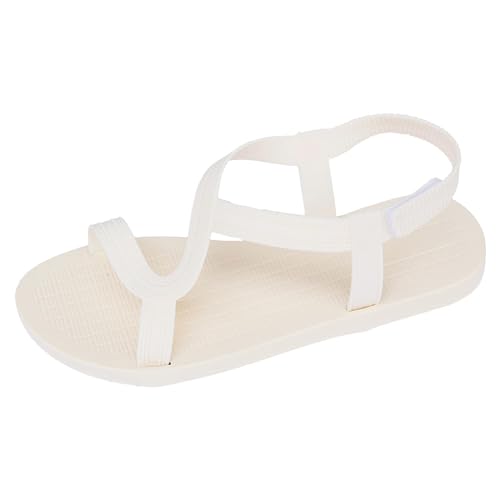 Generisch Sandalen Damen Sommer Damen Sandalen Modisches Neues Muster Einfache Einfarbige Flache Unterseite Offene Zehen Atmungsaktiv Bequem Sommer Slipper Sandalen Damen 2025 von Generisch