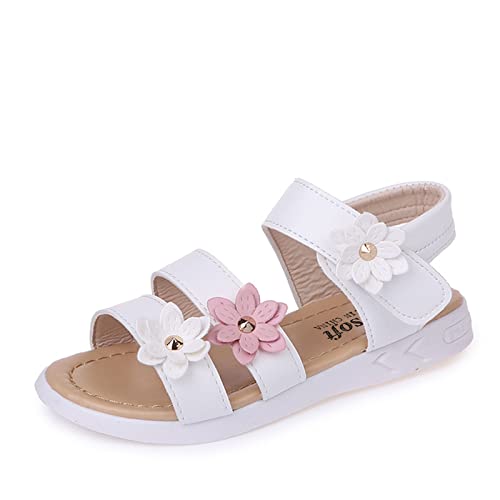 Generisch Sandalen Für Mädchen Prinzessin Modische Perlenblumen-Prinzessin-Sandalen Schuhe Kleinkind Sommerschuhe Leder Sandaletten Leicht Mädchenschuhe Slide Girl Sandal Slingback Strandsandalen von Generisch